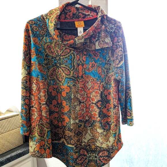 Ruby Rd. Asymmetrical Hem Split Cowl Neck - Picture 1 of 8